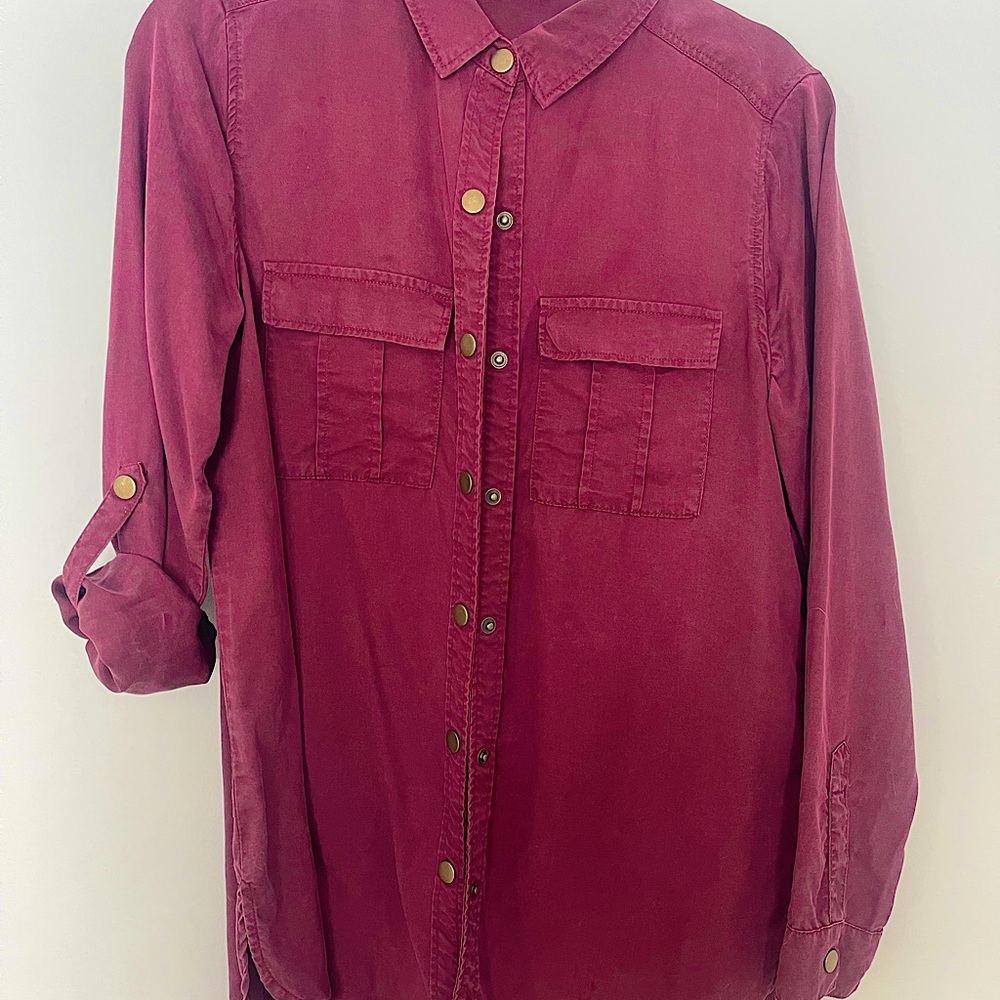 Staccato Maroon Long Sleeve Button Down - Medium